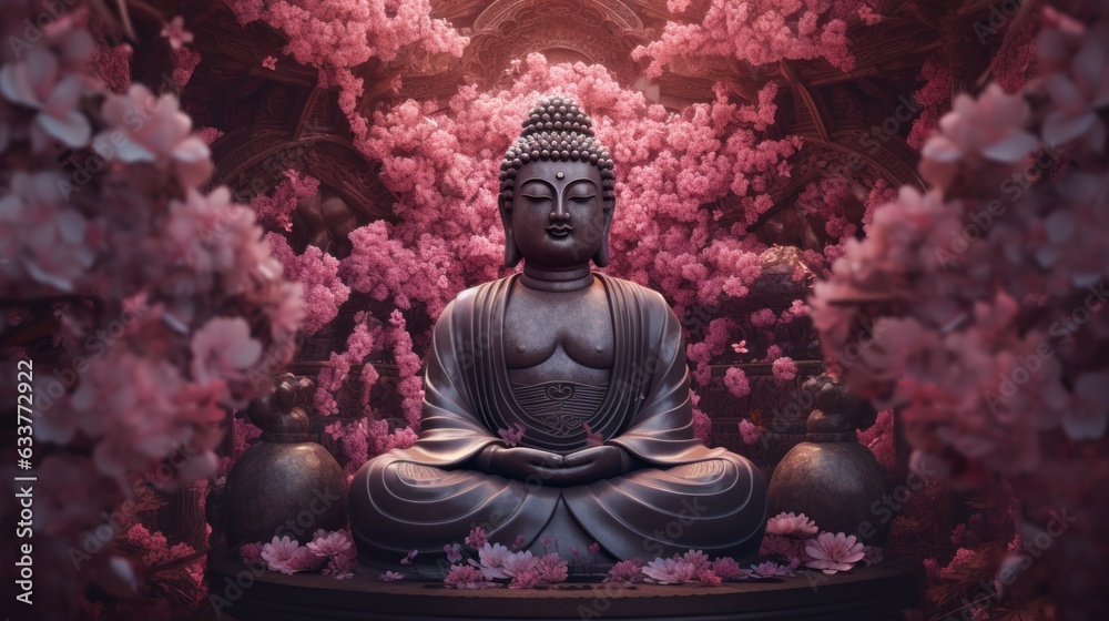 Buddha's Aura: Pink Flowered Serenity