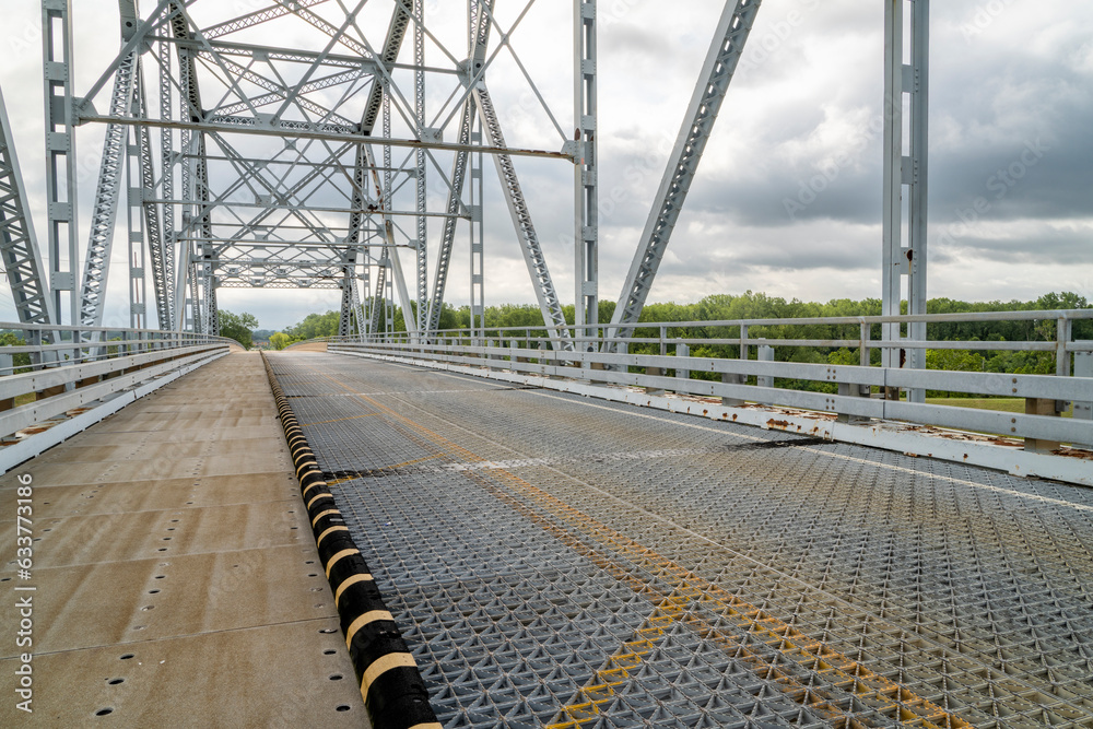 Chain of Rocks Canal Bridge with a bike lane near Granite City, Illinois