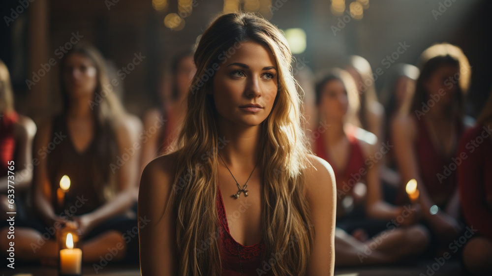 young beautiful woman with long hair holding a glass of milk and looking at the camera young beautiful woman with long hair holding a glass of milk and looking at the camera