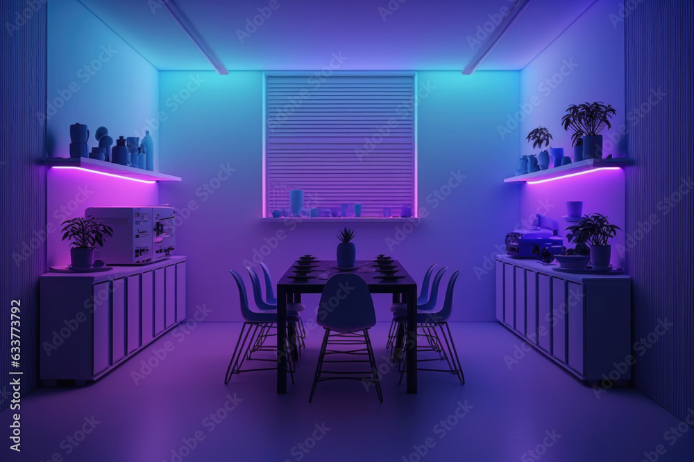 Blue pink neon room background. Vibrant gradient. Generative AI Blue pink neon room background. Vibrant gradient. Generative AI