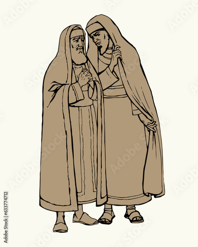 Old Pharisee Priest. Vector drawing