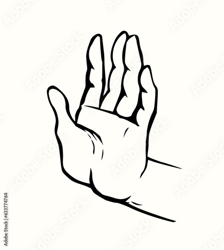Hand showing no. Vector drawing
