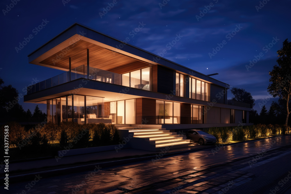 Modern House at Night Modern House at Night