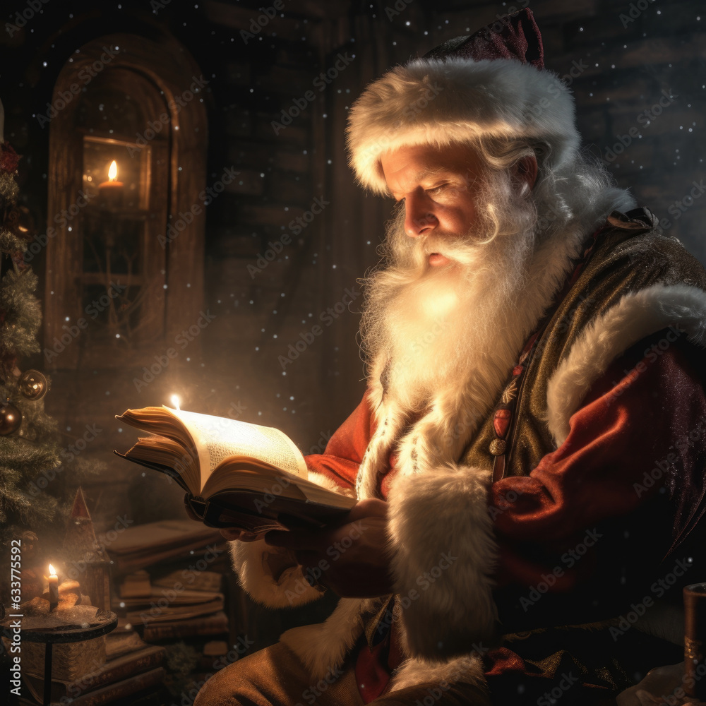 wonder santa claus.Christmas night, Santa Claus and child wishes. Happy holiday