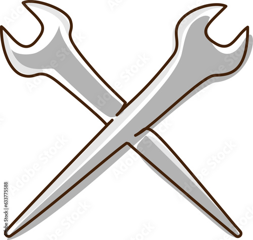 Ironworker spud wrenches. Continuous one line drawing