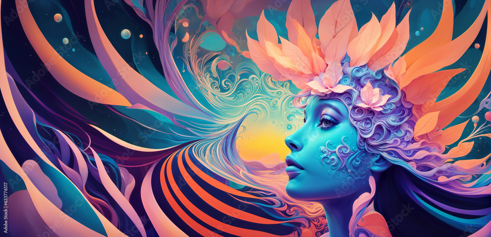 Psychedelic Reverie: A Floral Journey in Mind-Bending Digital Art