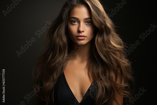 Portrait of a woman model with long hair. 