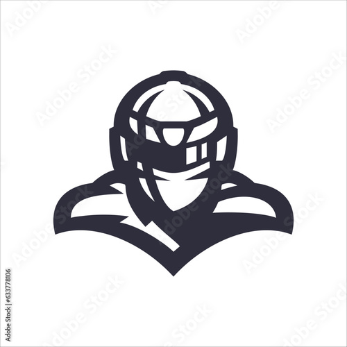 robot helm head hero logo design