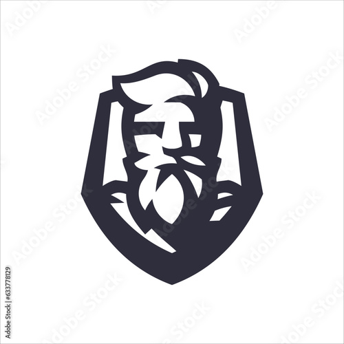 man bearded superhero logo design