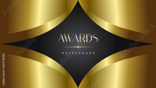 Awards background black golden wave royal. Lines growing elegant shine spark. Luxury premium corporate abstract design template.