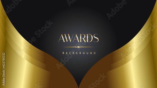 Awards background black golden wave royal. Lines growing elegant shine spark. Luxury premium corporate abstract design template.
