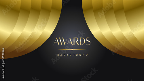 Awards background black golden wave royal. Lines growing elegant shine spark. Luxury premium corporate abstract design template.