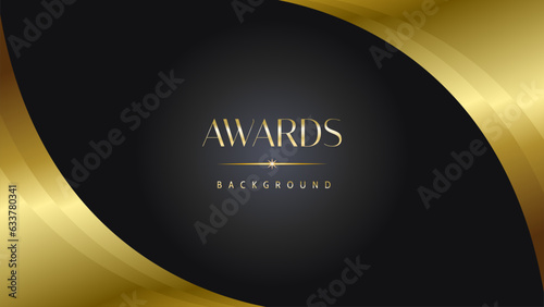 Awards background black golden wave royal. Lines growing elegant shine spark. Luxury premium corporate abstract design template.