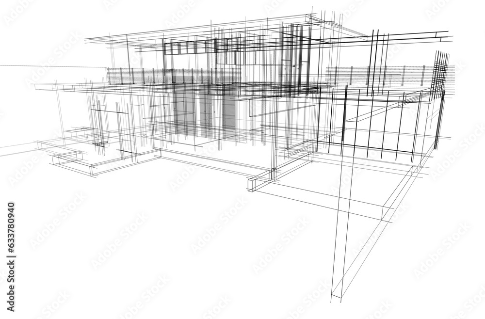 Modern house sketch 3d rendering Modern house sketch 3d rendering