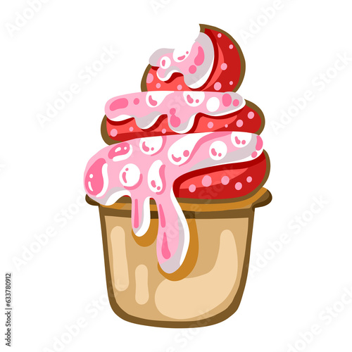 Strawberry ice cream cupcakes, sweet and delicious