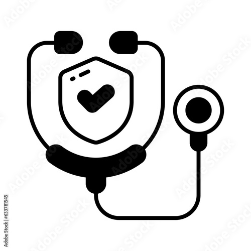 Safety shield with stethoscope, concept of health insurance, medical insurance vector