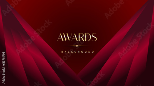 Red maroon golden royal awards background graphics lines stripes breaking news elegant shine modern blended template luxury premium corporate abstract design template banner certificate dynamic shape.