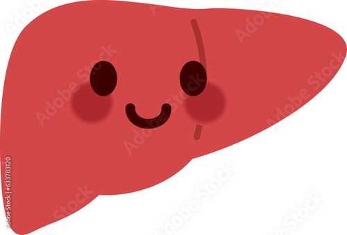かわいい肝臓のキャラクターのイラスト(cute cartoon liver)