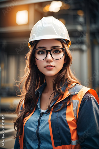 Young woman in safety equipment working