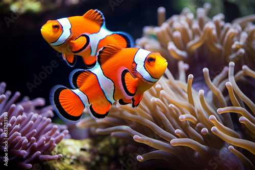 Ocellaris clownfish among the coral reef © bojel