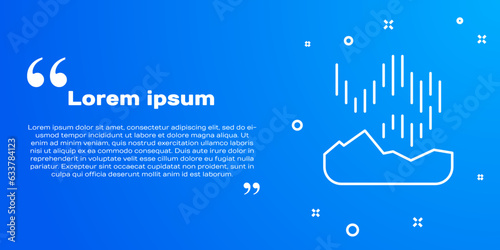 White line Northern lights icon isolated on blue background. Vector