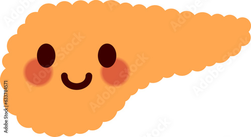かわいい膵臓のキャラクターのイラスト(cute cartoon pancreas)