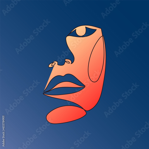 Line Lineart Woman Portrait Doodle Curve Line Head Face  Gradient Texture Sketch Modern Abstract Bold Art Pattern