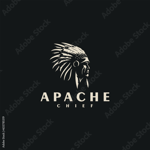 Indian chief. Logo or icon. Vector mascot