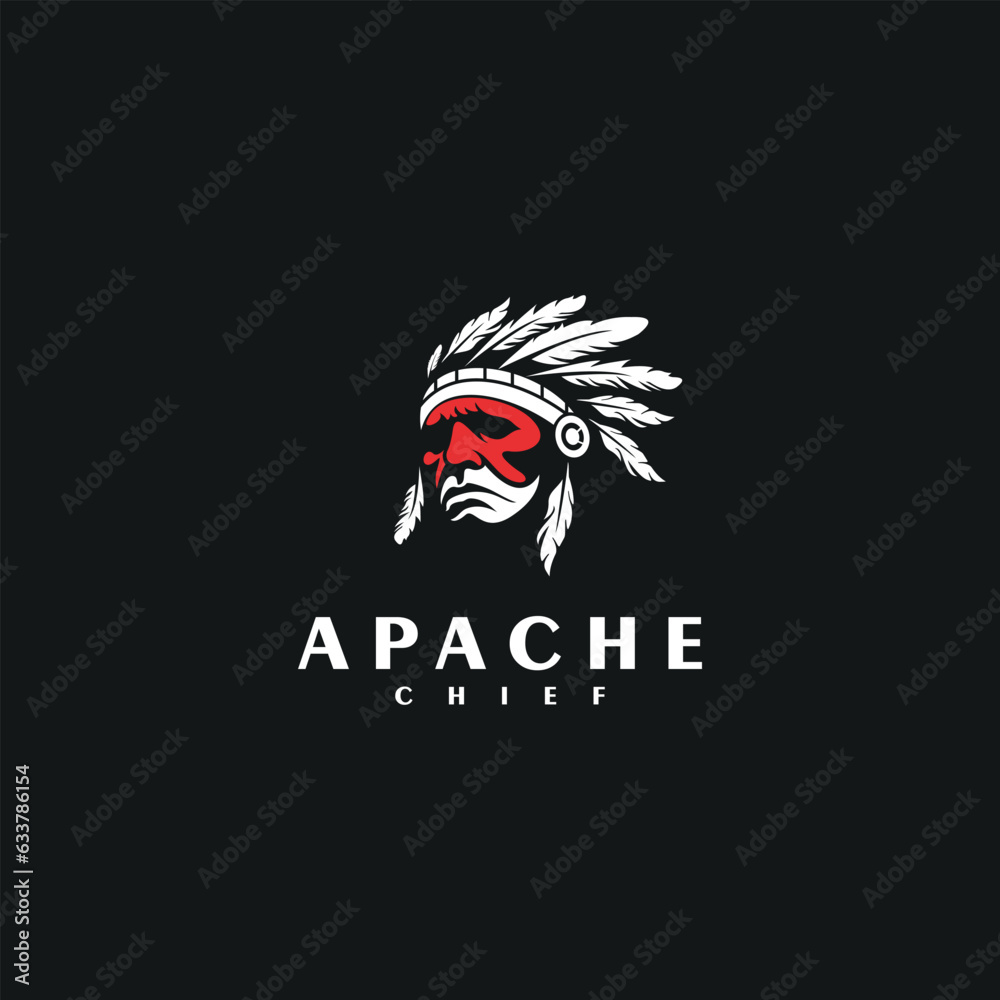 Indian chief. Logo or icon. Vector mascot