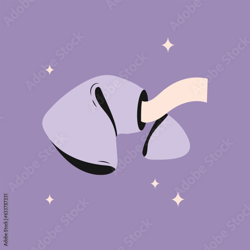 Fortune cookie with prediction paper. Traditional Chinese flowerless wisdom cookies. A fun lottery with a surprise in a crispy dessert. Vector stock illustration retro style 70s