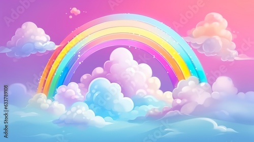 Fantasy sky rainbow. Fairy skies rainbows colors, magic landscape and dream sky background illustration, 