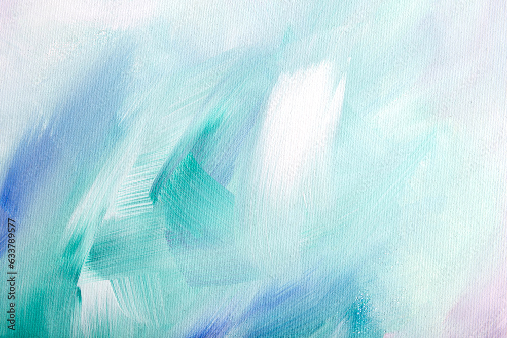 Naklejka premium Light Blue and white, mint abstract oil painted background, brush texture with copy space for design