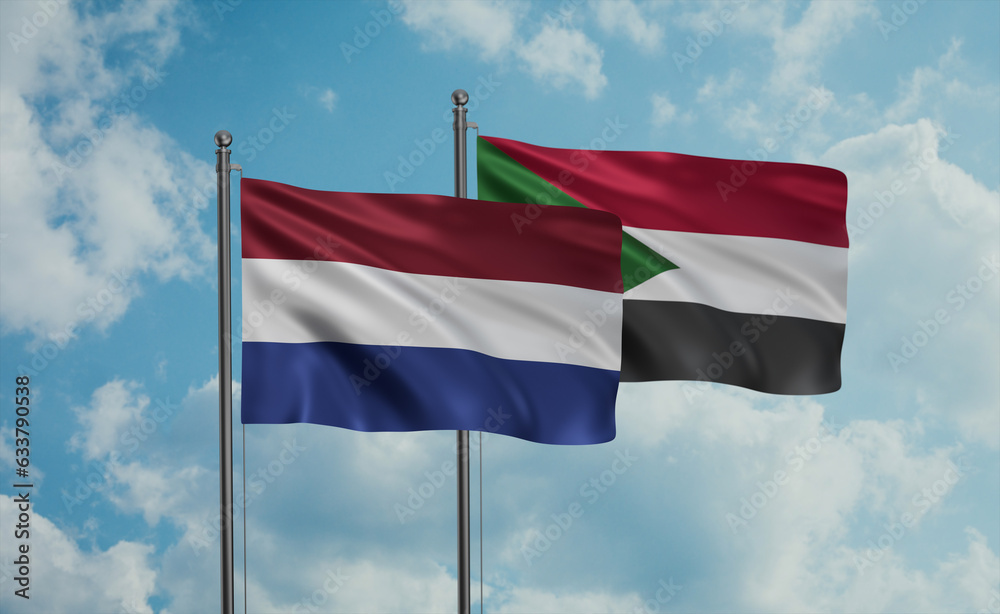Sudan and Netherlands flag Sudan and Netherlands flag
