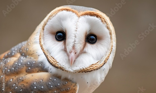 Tyto alba head, a common barn owl. close up. Generative AI © MSTSANTA