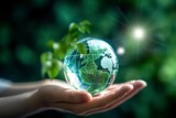 Crystal globe icon for environment social governance concept. Generative AI