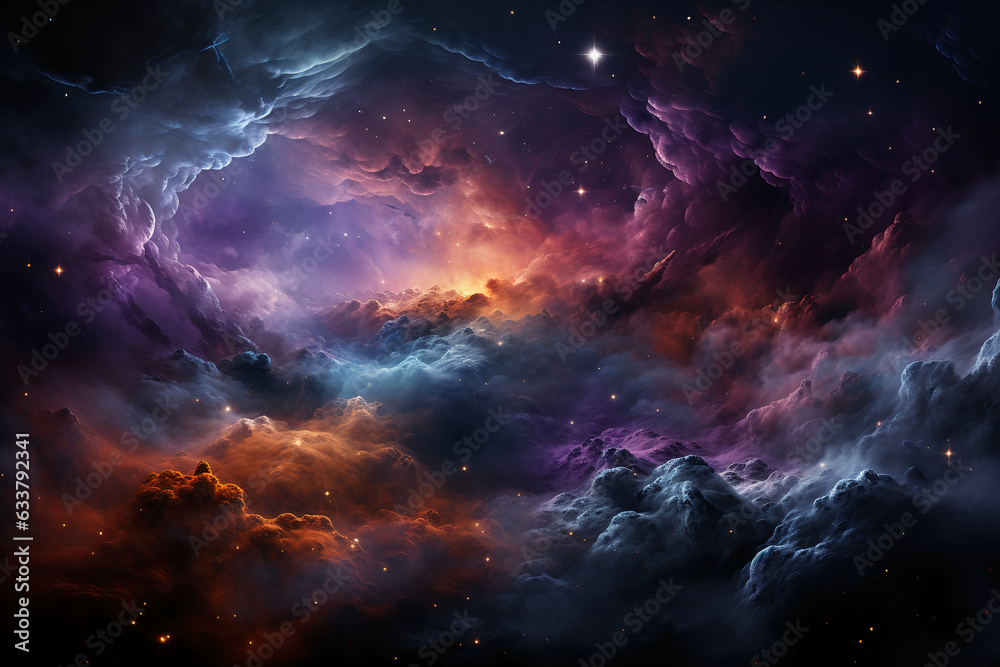 Obraz premium Deep space stars galaxy neon purple colors. AI generative