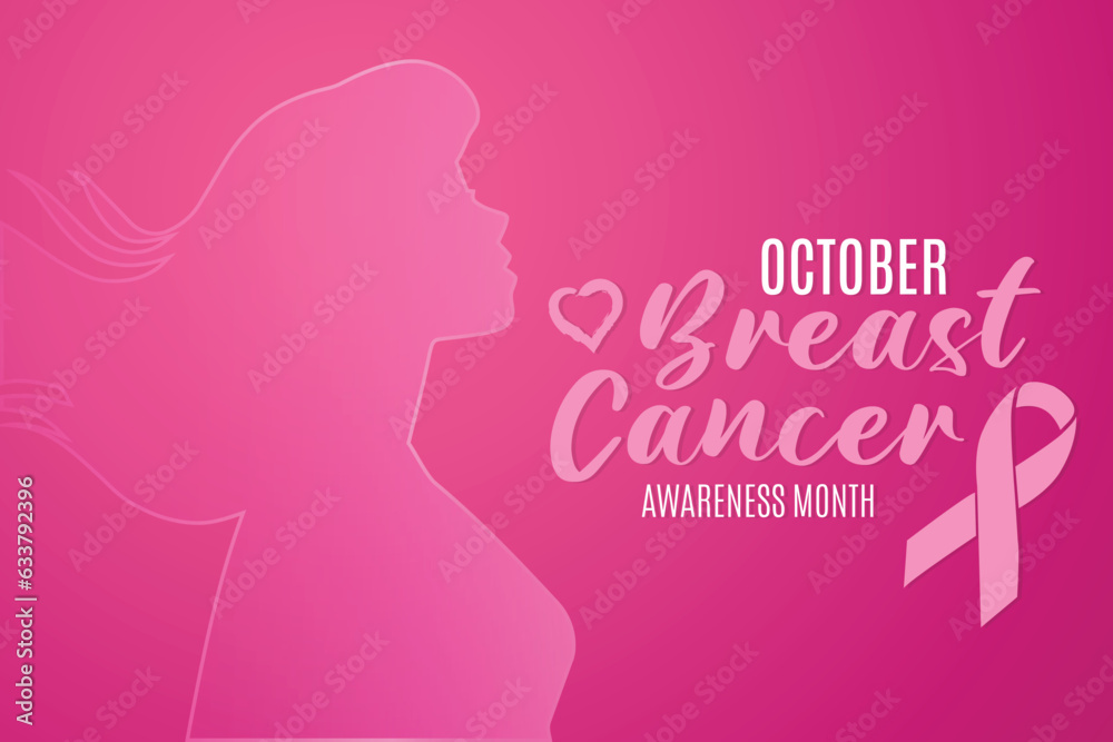 Breast cancer awareness month vector illustration pink gradient ribbon illustration