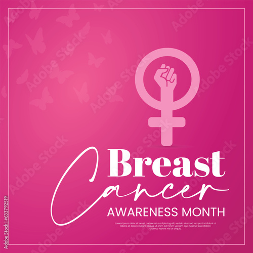 Breast cancer awareness month vector illustration pink gradient ribbon illustration