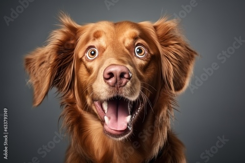 Happy surprised dog with open mouth. © vlntn