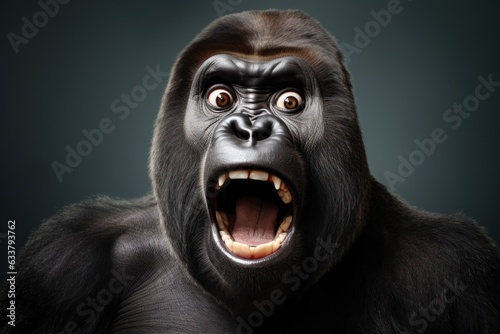 Surprised gorilla with open mouth.