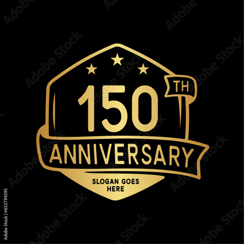 150 years anniversary celebration hexagon design template. 150th anniversary logo. Vector and illustration. 