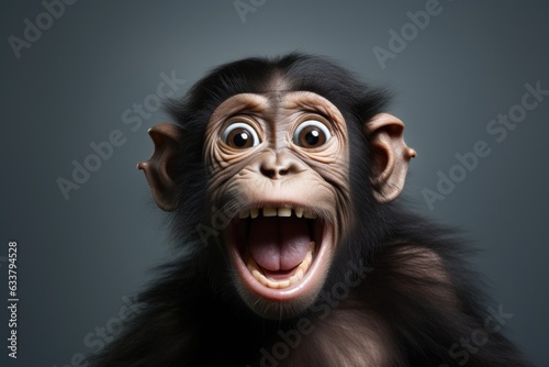 Happy surprised monkey with open mouth. © vlntn