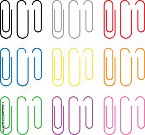 Colorful Paperclip Stationary Clipart