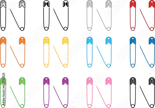 Safety Pin Open & Closed Clipart Set