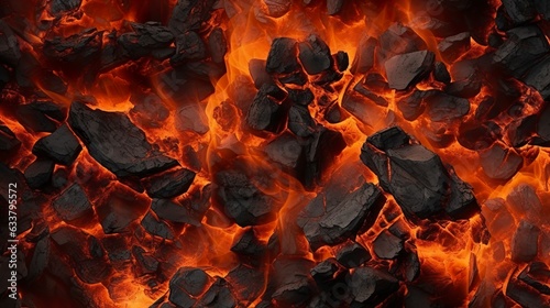 Burning coals from a fire abstract background. AI Generative