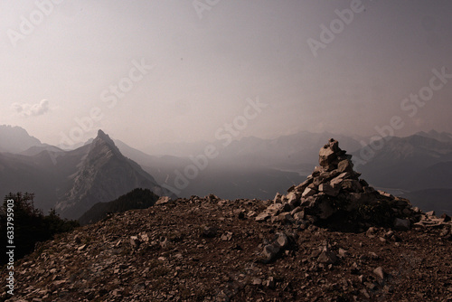 Views of Mountains and Cloudy Blue Skies in Kananaskis Country Alberta on a Summer Day