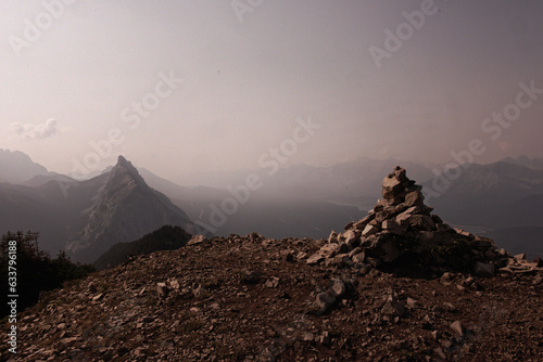 Views of Mountains and Cloudy Blue Skies in Kananaskis Country Alberta on a Summer Day