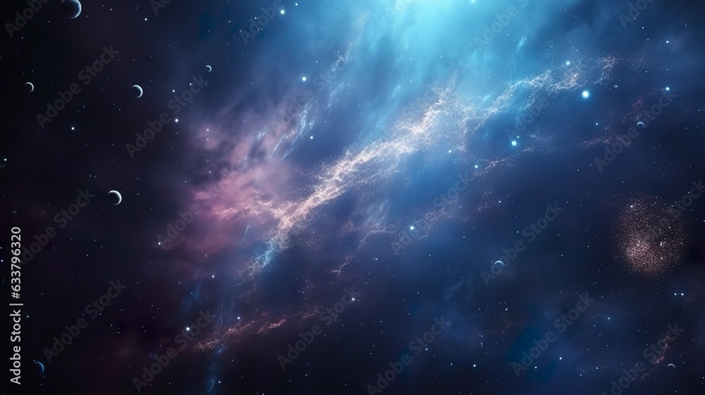 concept of nebula with galaxies in deep space cosmos discovery outer space and stars, AI Generative