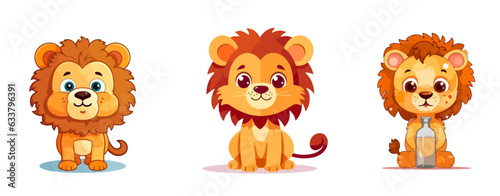 Fototapeta Naklejka Na Ścianę i Meble -  baby lion kindergarten illustration book character vector