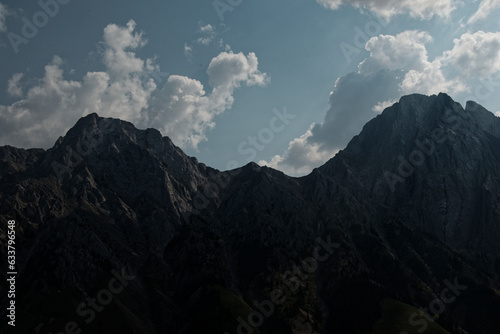 Views of Mountains and Cloudy Blue Skies in Kananaskis Country Alberta on a Summer Day